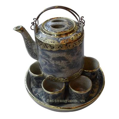 Bộ tích số 3 men rạn cổ bọc đồng