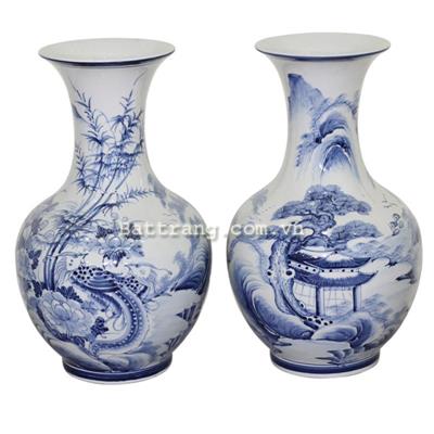 Tỏi sứ cổ sơn thủy men chàm
