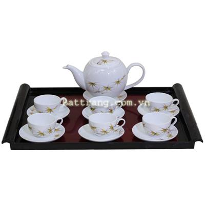Bộ ấm chén dáng minh long vẽ trúc nét
