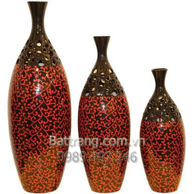 Bộ bình tỳ bà vẽ hoa móc