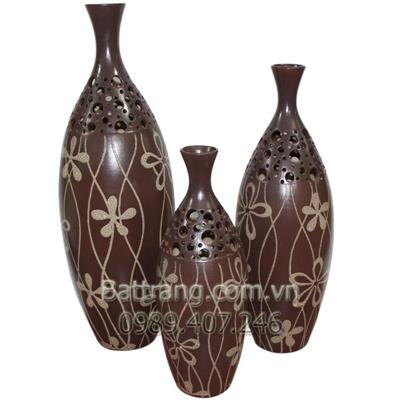 Bộ bình tỳ bà vẽ hoa