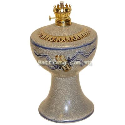 Đèn thờ đắp nổi men rạn cổ vàng