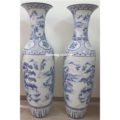Đôi lọ lộc bình sơn thủy men búp rong cao 1m75cm