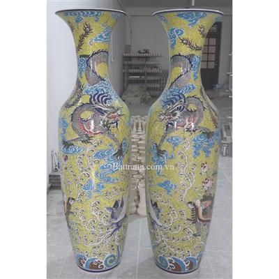 Đôi lọ lộc bình tứ linh màu vẽ kỹ cao 1m75