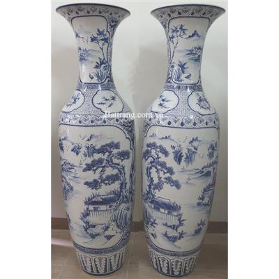 Đôi lọ lục bình sơn thủy men búp rong cao 1m55cm