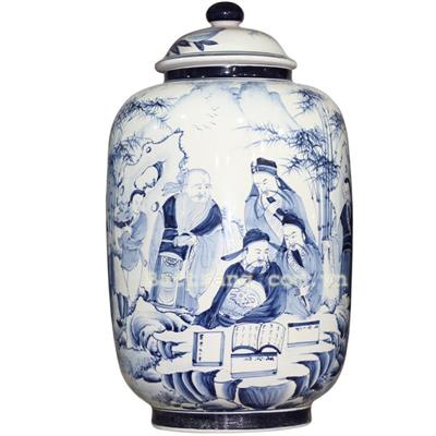 Hũ cổ trúc lâm thất hiền men chàm 60 lít