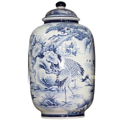 Hũ tùng hạc men chàm cổ 60 lít