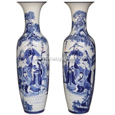 Lọ lộc bình phúc lộc thọ men lam cổ 1,55m