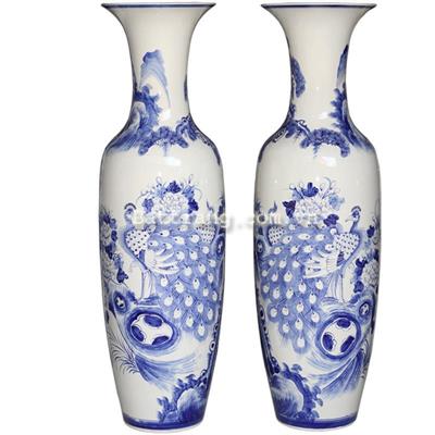Lọ lộc bình chim công men lam cổ