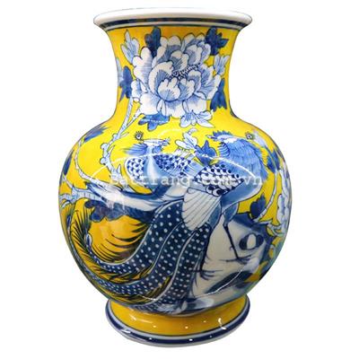 Tỏi men màu vẽ chim phượng hoàng 24cm